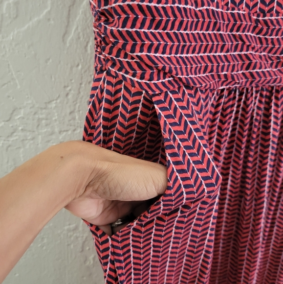 Boden Amelie Jersey Dress Red Chevron Size 8L - Picture 3 of 8